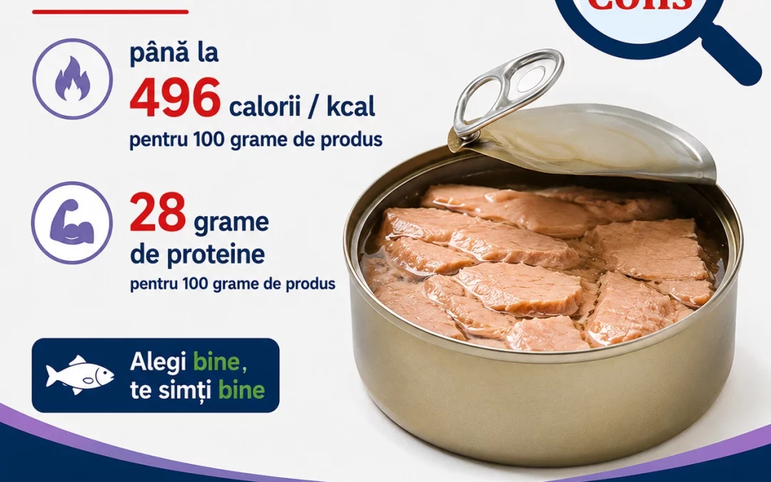 Conserve de ton în ulei cu până la 496 calorii / kcal și 28 grame de proteine pentru 100 grame de produs ! Alegi bine , te simți bine ! InfoCons te informează în Postul Sfinților Apostoli Petru și Pavel